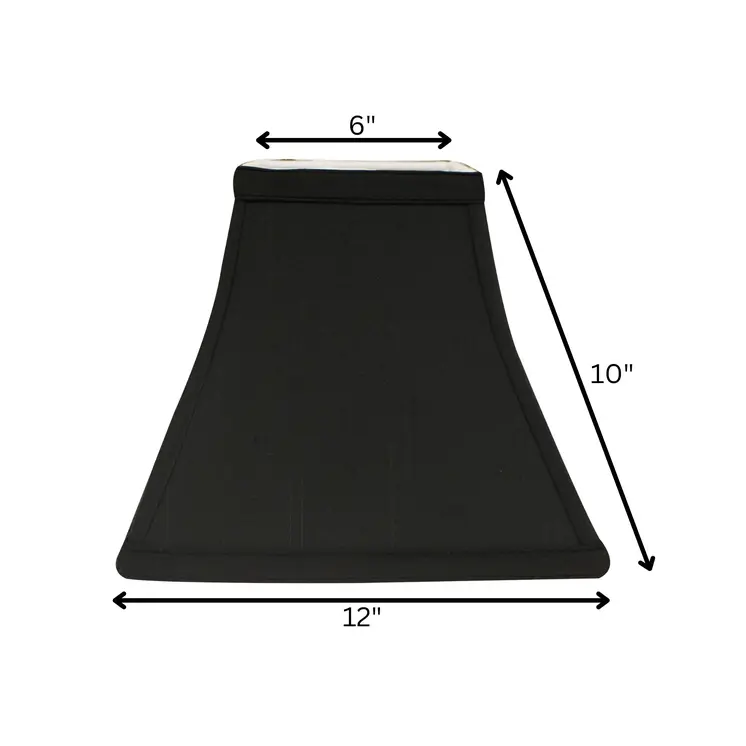 12" Black with White Lining Square Bell Shantung Lampshade