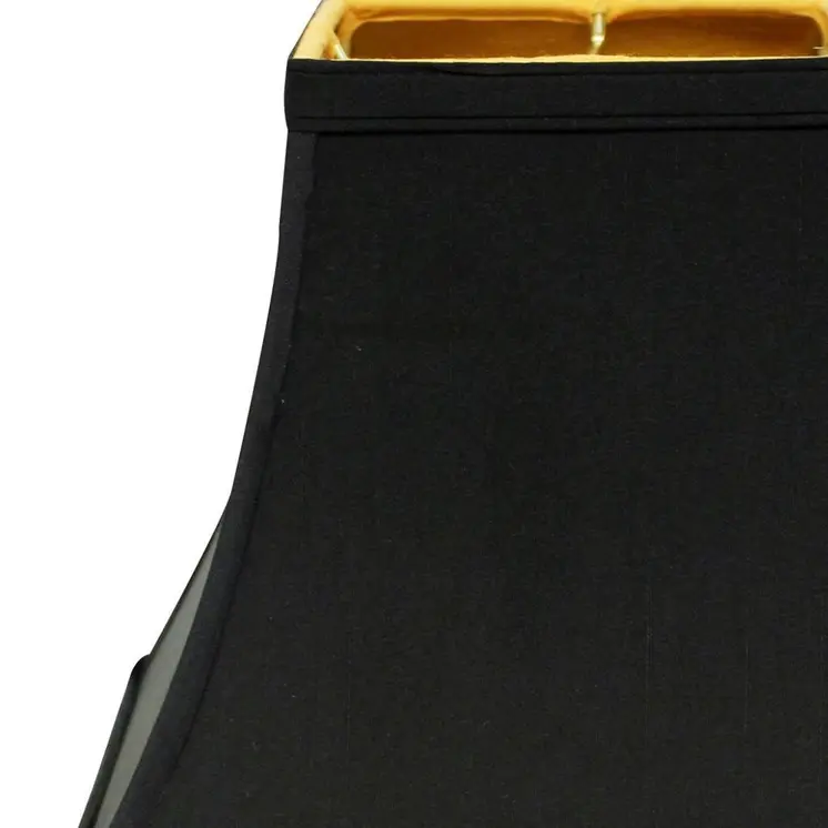 12" Black with Gold Lining Square Bell Shantung Lampshade