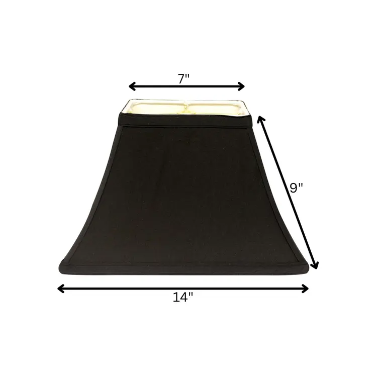 14" Black with White Lining Rectangle Bell Shantung Lampshade