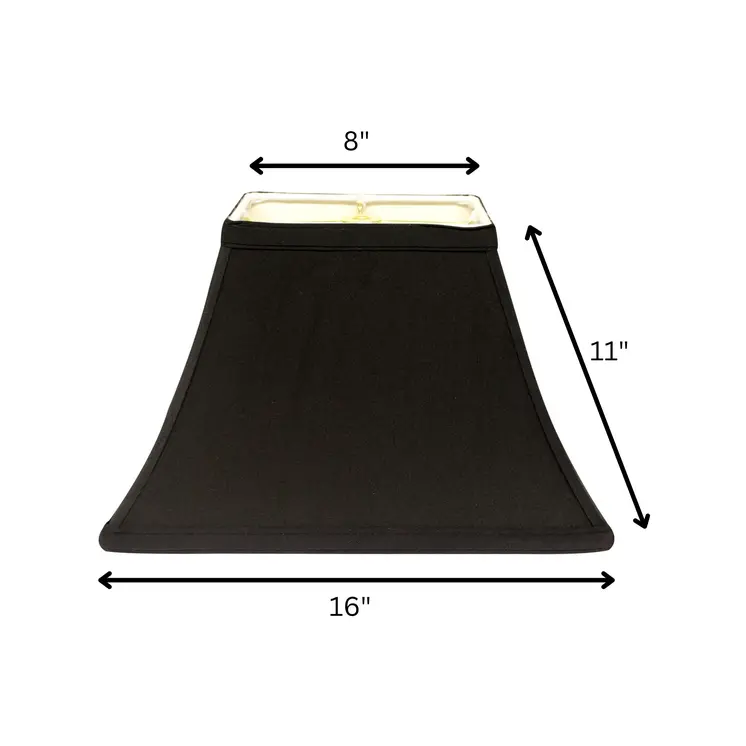 16" Black with White Lining Rectangle Bell Shantung Lampshade