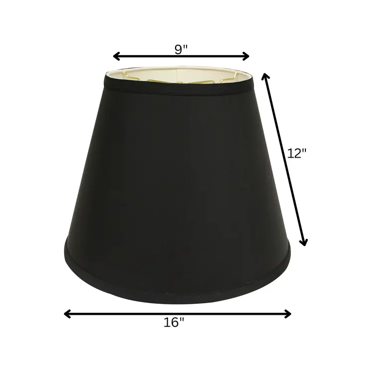 16" Black with White  Empire Deep Slanted Shantung Lampshade