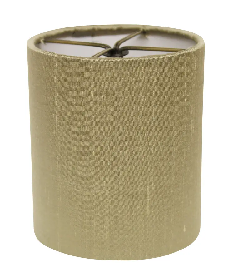 5" Antique Gold Set of 6 Drum Chandelier Pongee Silk Lampshades