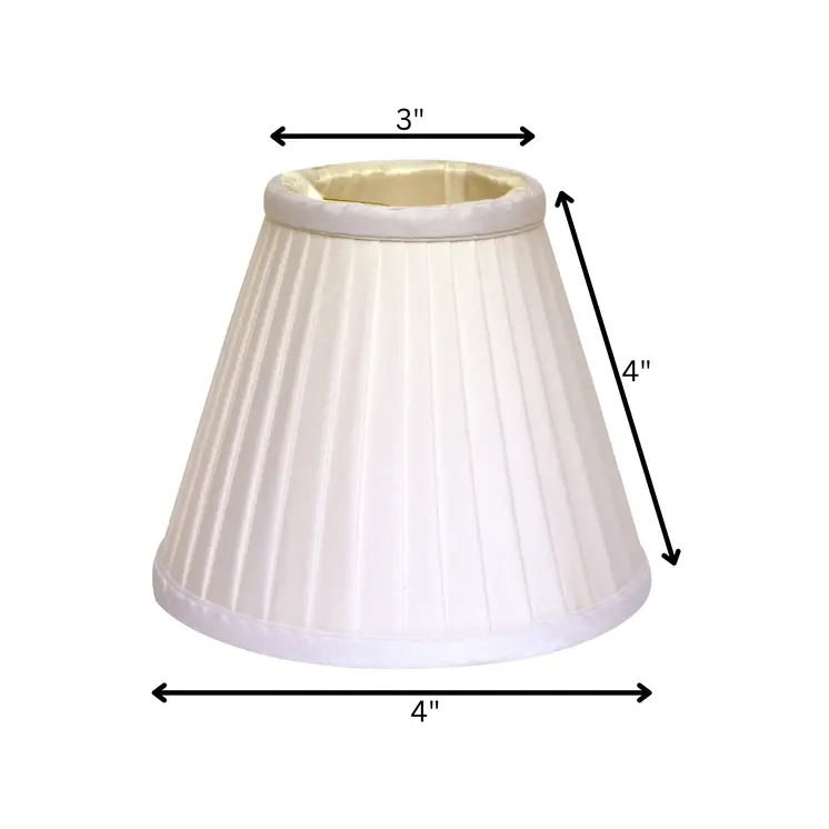 4" White Set of 6 Slanted Pleat Chandelier Silk Lampshades