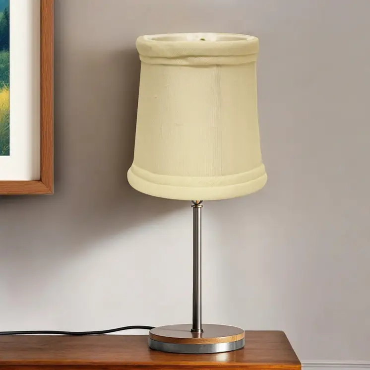 4" Ivory Set of 6 Slanted Chandelier Tissue Shantung Lampshades