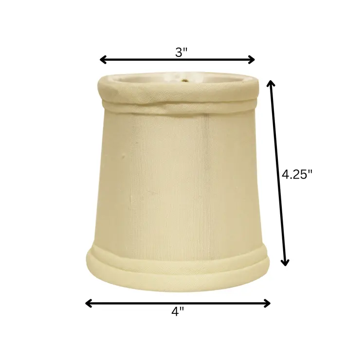 4" Ivory Set of 6 Slanted Chandelier Tissue Shantung Lampshades