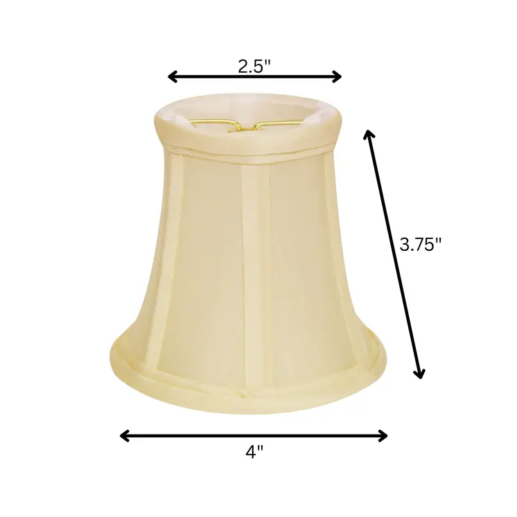 4" Ivory Slanted Set of 6 Chandelier Dupioni Lampshades