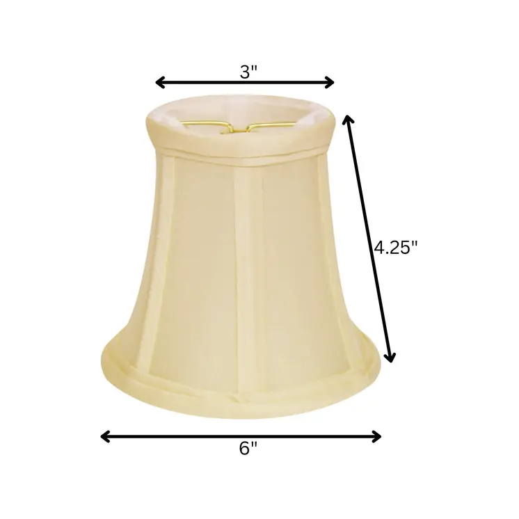 6" Ivory Slanted Set of 6 Chandelier Dupioni Lampshades