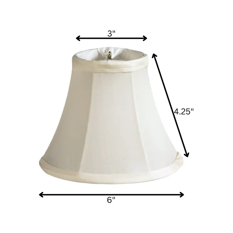 6" Ivory Slanted Set of 6 Chandelier Pongee Shantung Lampshades