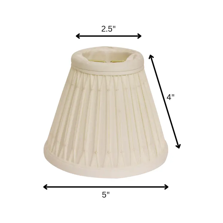 5" Cream Set of 6 Empire Slanted Chandelier Shantung Lampshades