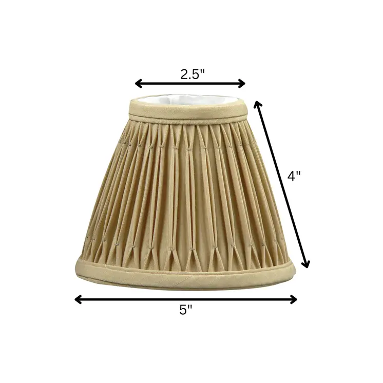 5" Vintage Gold Set of 6 Empire Slanted Chandelier Shantung Lampshades