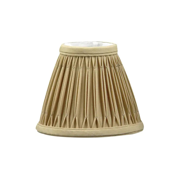 5" Vintage Gold Set of 6 Empire Slanted Chandelier Shantung Lampshades