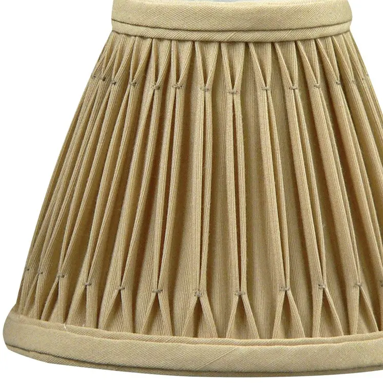 5" Vintage Gold Set of 6 Empire Slanted Chandelier Shantung Lampshades