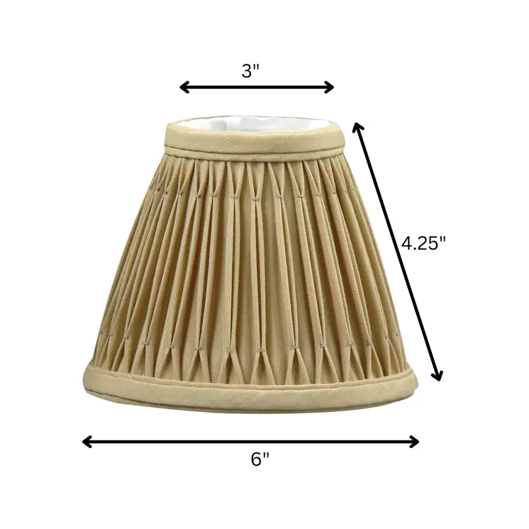 6" Vintage Gold Set of 6 Empire Slanted Chandelier Shantung Lampshades