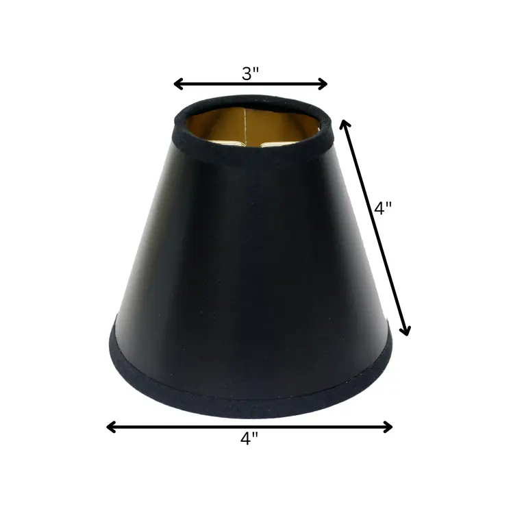 4" Black with Gold Set of 6 Chandelier Parchment Lampshadess