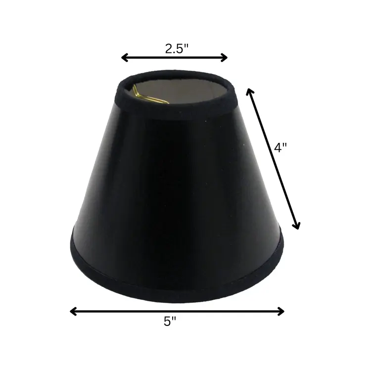 5" Black with White Set of 6 Chandelier Parchment Lampshades
