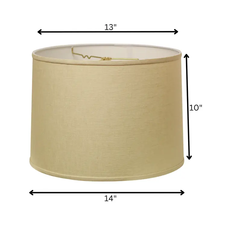 14" Parchment Biege Throwback Drum Linen Lampshade