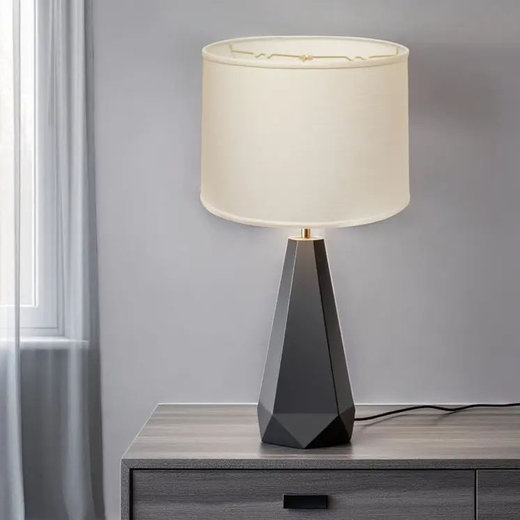 15" White Throwback Drum Linen Lampshade