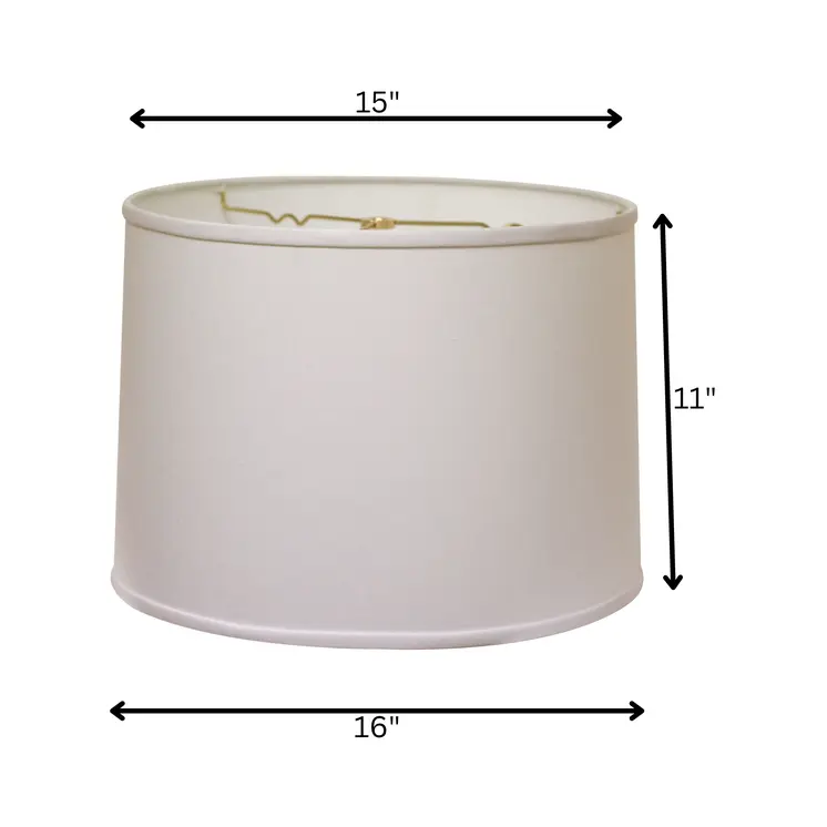 14" White Rounded Empire Slanted Linen Lampshade