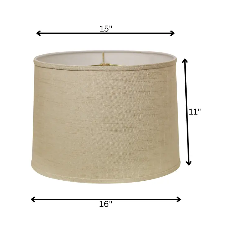 16" Light Wheat Throwback Drum Linen Lampshade