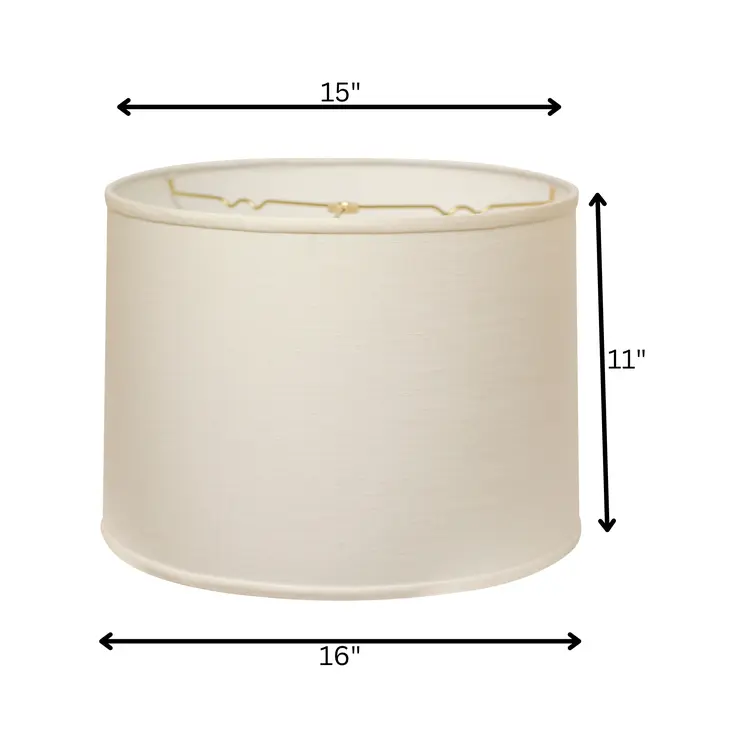 16" White Throwback Drum Linen Lampshade