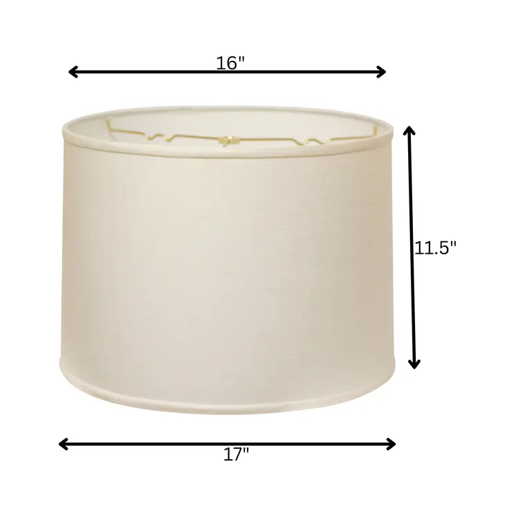 17" White Throwback Drum Linen Lampshade