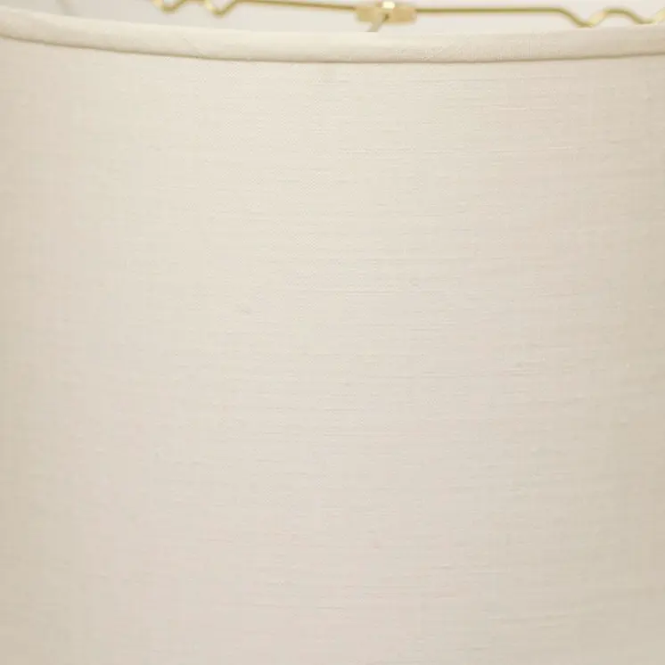 17" White Throwback Drum Linen Lampshade