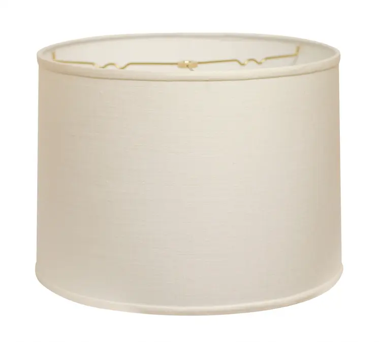 17" White Throwback Drum Linen Lampshade