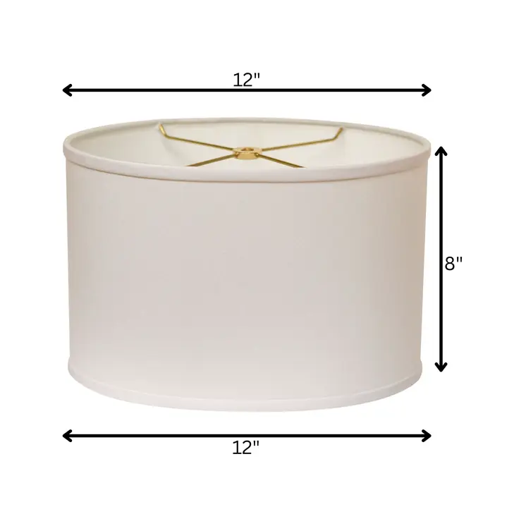 12" White Throwback Oval No Slub Lampshade