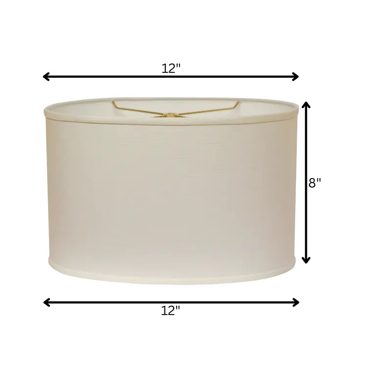 12" White Throwback Oval Linen Lampshade