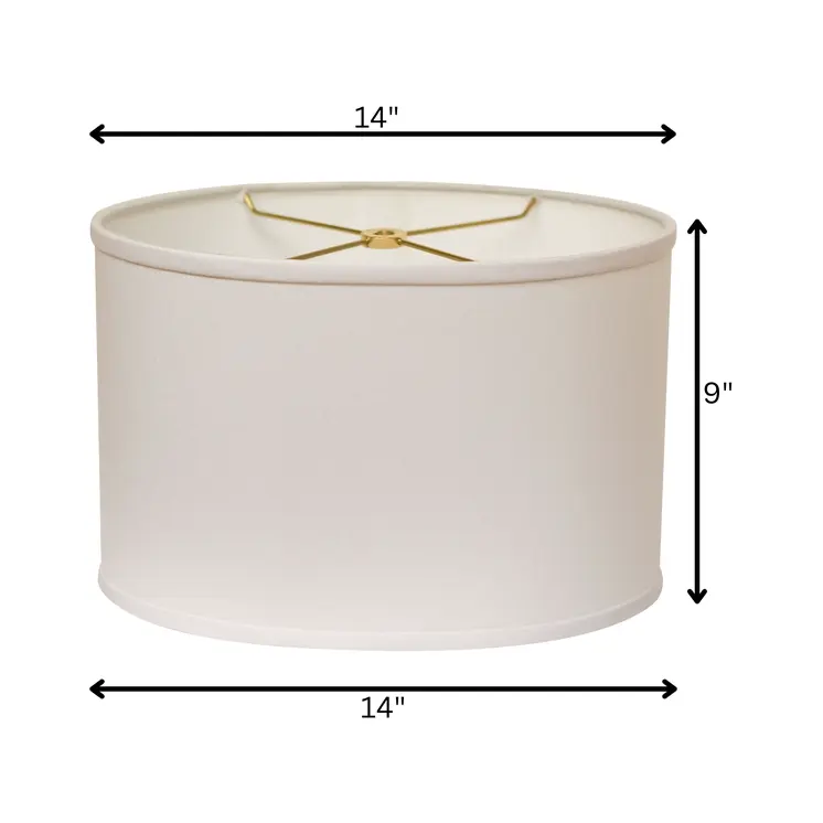 14" White Throwback Oval No Slub Lampshade