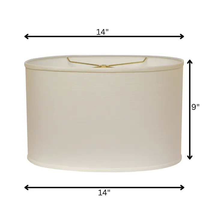 14" White Throwback Oval Linen Lampshade