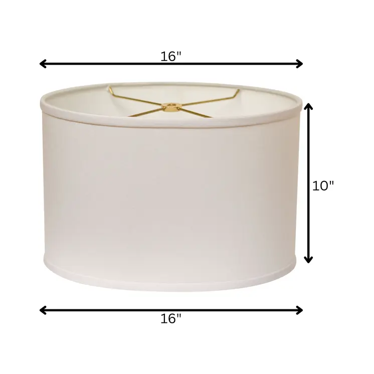 16" White Throwback Oval No Slub Lampshade