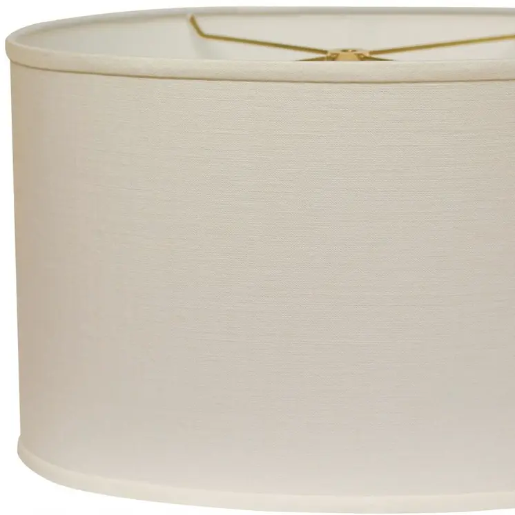 18" White Throwback Oval Linen Lampshade