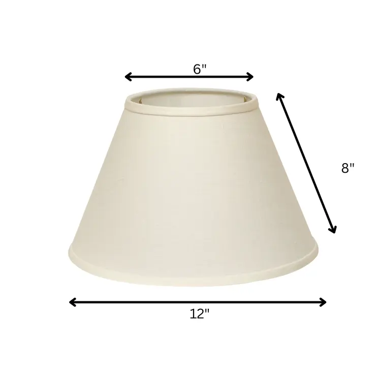 12" White Premium Empire Slanted Linen Lampshade