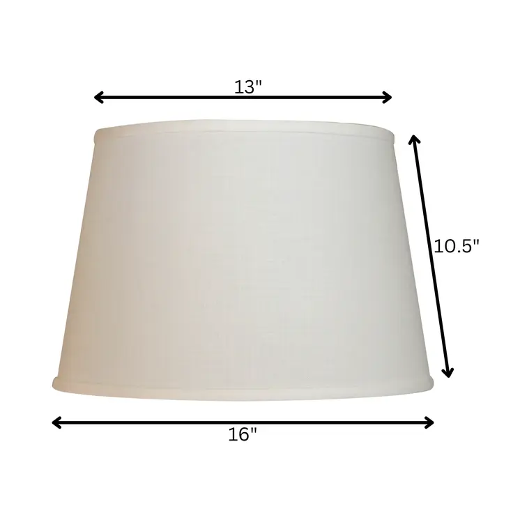 16" White Rounded Empire Slanted Linen Lampshade