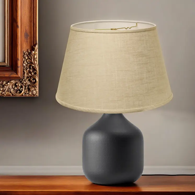 18" Light Wheat Rounded Empire Slanted Linen Lampshade