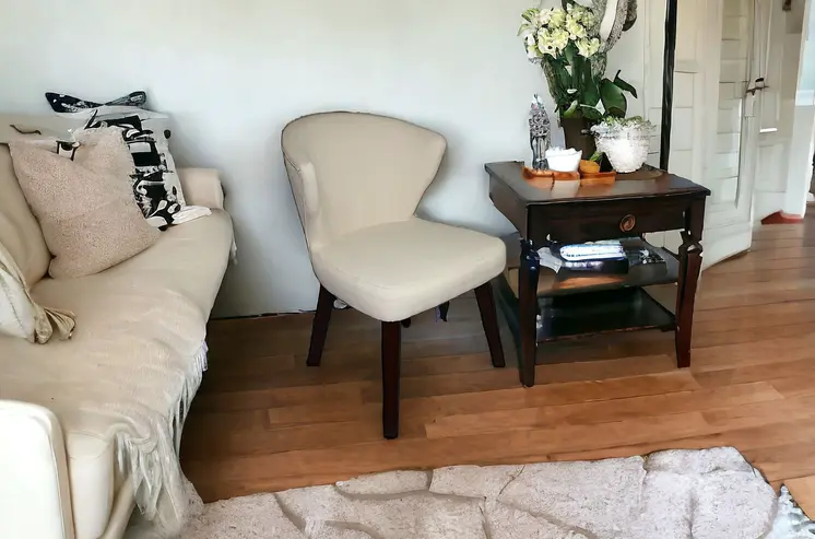 21" Cream Linen Blend Side Chair