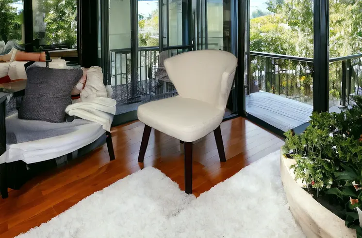 21" Cream Linen Blend Side Chair