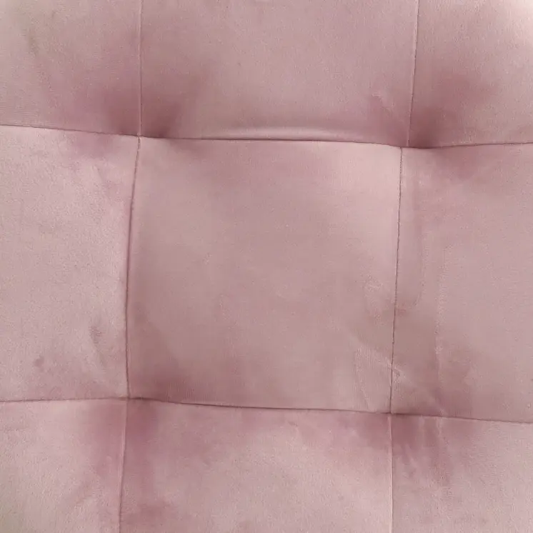 17" Pink Tufted Velvet and Gold Stool