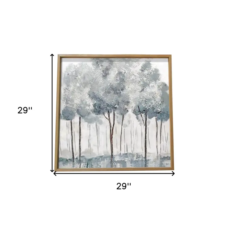 Modern All Over Blue Gray Forrest Canvas Wall Art Brown Picture Frame Print Wall Art