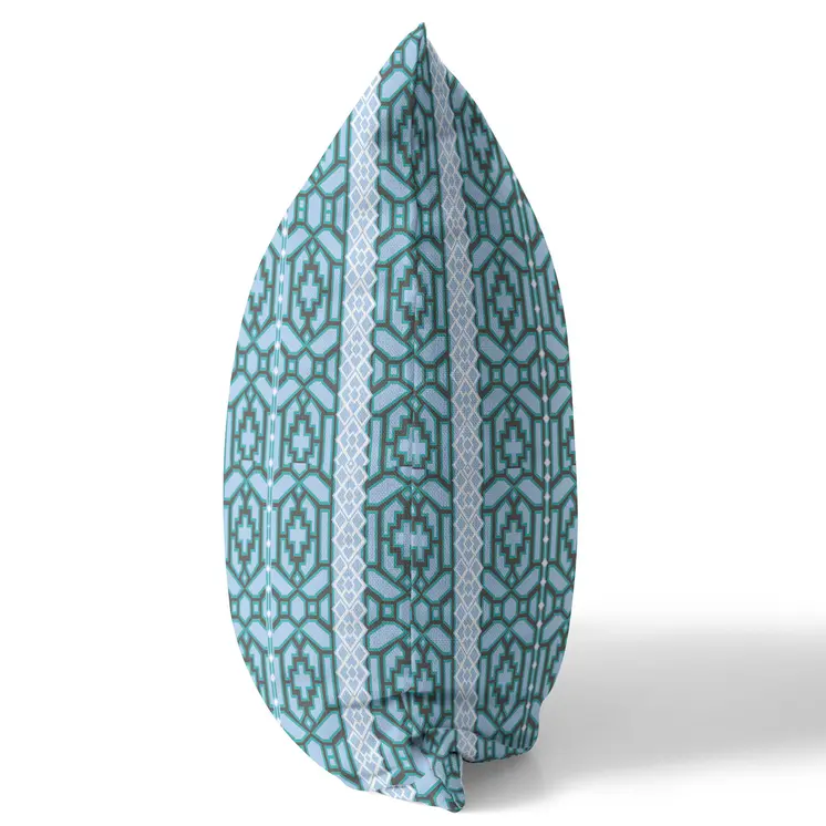 20" X 20" Blue And Brown Broadcloth Floral Throw Pillow