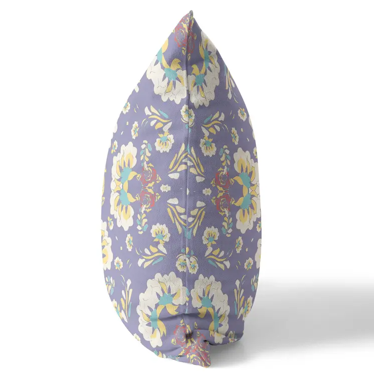 28" X 28" Purple Broadcloth Floral Throw Pillow