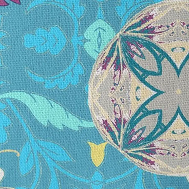 28" X 28" Blue And Turquoise Broadcloth Floral Throw Pillow