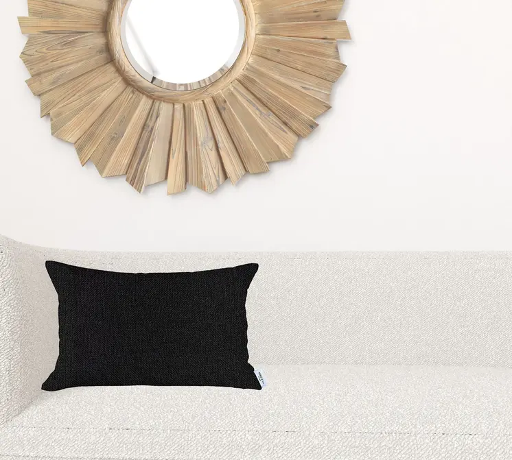 12" X 20" Black Lumbar Throw Pillow Cover
