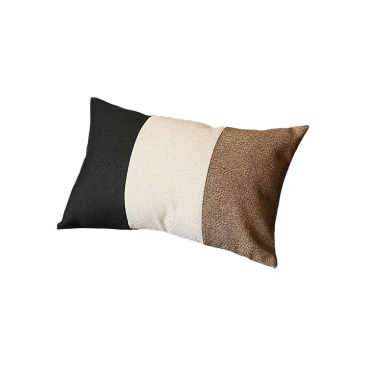 12" X 20" Black And Brown Geometric Zippered Handmade Polyester Lumbar Pillow Cover