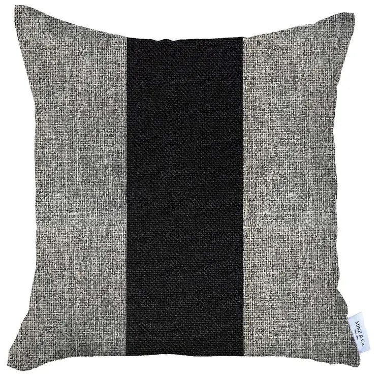 18" X 18" Grey And Black Geometric Zippered Handmade Polyester Throw Pillow Cover