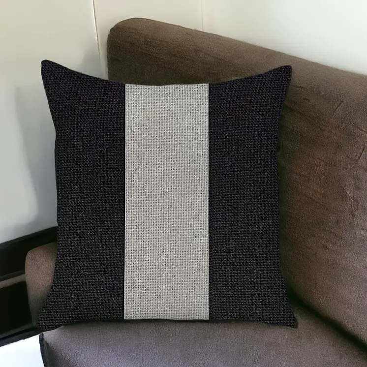 18" X 18" Grey And Black Geometric Zippered Handmade Polyester Throw Pillow Cover