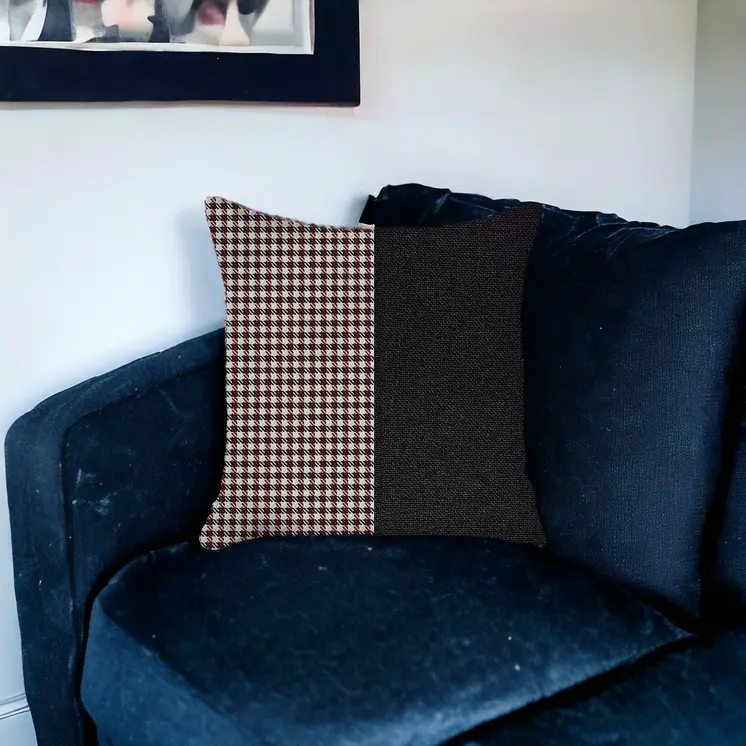 18" X 18" Black And Red Abstract Zippered Handmade Polyester Throw Pillow Cover