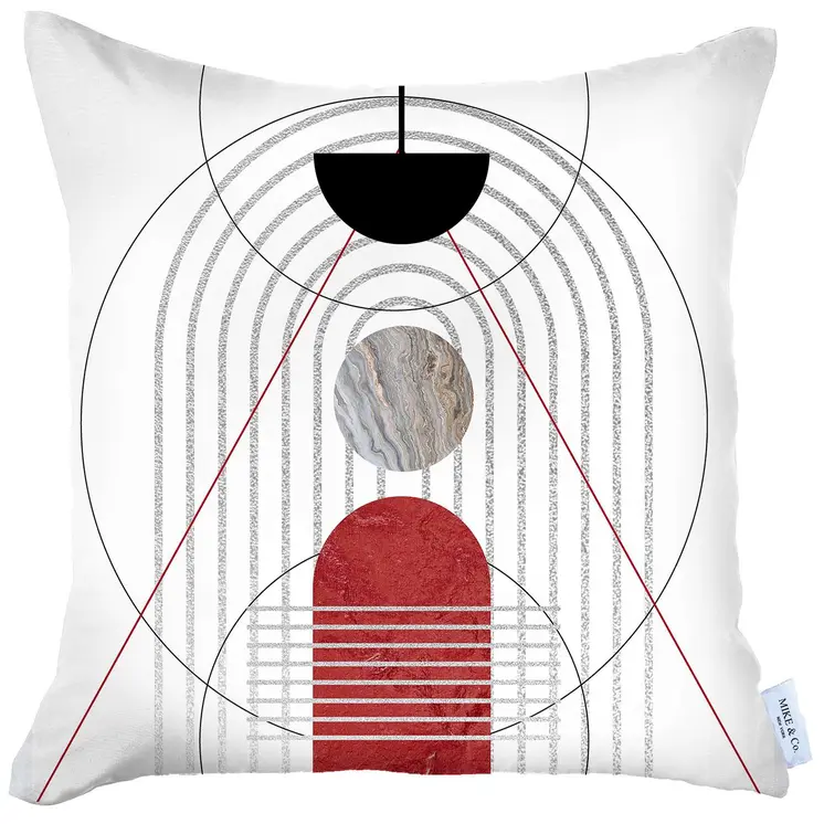 18" X 18" Cream Polyester Abstract Zippered Pillow Cover