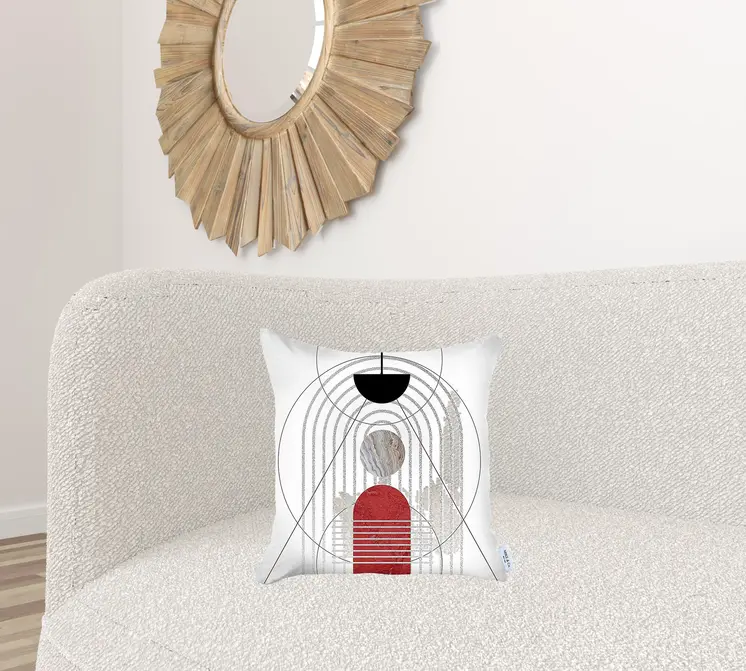 18" X 18" Cream Polyester Abstract Zippered Pillow Cover